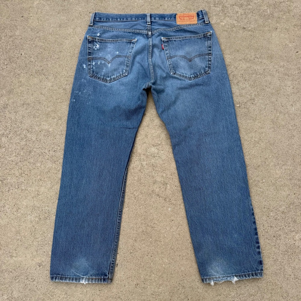 LEVI'S | Mens 505 Jeans 36W x 30L Blue Streetwear Y2K Distressed Denim - Picture 4 of 10